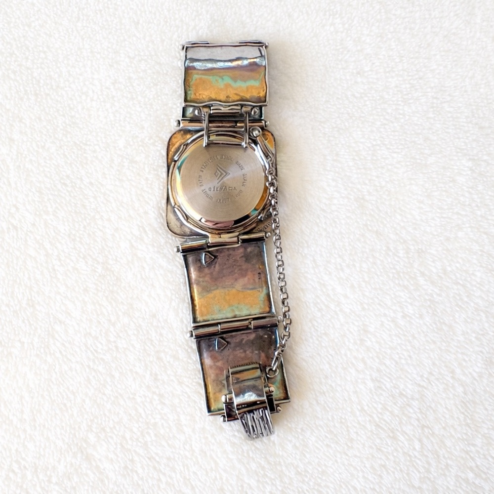 Vintage Silpada Sterling Silver Chunky Wide Link Bracelet Watch 7" - Picture 5 of 11